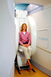 Woman in the FONAR Stand-Up MRI